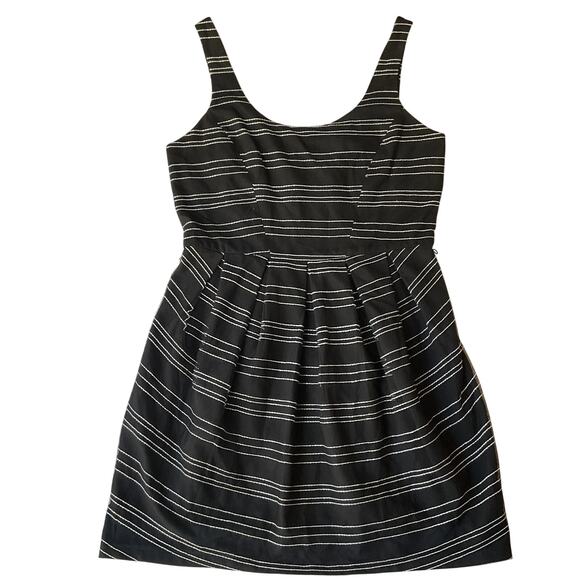 Bcbgeneration Women Dress 10 Black Striped Fit & Flare Zipper Sleeveless - Picture 1 of 10